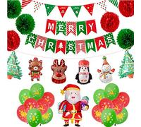 Volumoon 31 Pezzi Kit Decorazioni per Feste Natalizie,Festa di Natale Palloncini Decorazioni,Palloncini Festa a Tema di Natale,Decorazioni Natalizie con Palloncini,per Festa di Natale Forniture