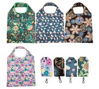 volumoon 4 Pezzi Borsa della Spesa Pieghevole, Sacchetti per la Spesa, Borse Riutilizzabili per la Spesa, Borse di Stoccaggio, Sacchetto Colorato per la Spesa, Shopping Bag Donna, Borsa Tote