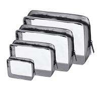 Volumoon 4 Pezzi Borse Da Toilette Trasparente, Borse da Viaggio in PVC, Sacchetti di Trucco PVC per Uomini e Donne, Beauty Case Trasparente, Borse per Cosmetici con Zip, Accessori da Viaggio (4 Size)