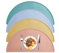 Volumoon 4 Pezzi Tappetini da Tavolo e da Viaggio, Tappetini in Silicone Antimacchia e Antiscivolo per Bambini e Ragazzi