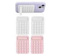 volumoon 4 Pz Supporto a Ventosa per Telefono, Supporto in Silicone 2-in-1 Autoadesivo, con 25 Mini Ventose per Superfici Lisce come Specchi, Vetri, Per Video, Selfie, Cucina, Doccia (Bianco+Rosa)