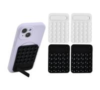 volumoon 4 Pz Supporto a Ventosa per Telefono, Supporto in Silicone 2-in-1 Autoadesivo, con 25 Mini Ventose per Superfici Lisce come Specchi, Vetri, Per Video, Selfie, Cucina, Doccia (Bianco+Nero)