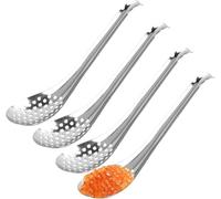 Volumoon 4pcs Cucchiaio Caviale, Cucchiaio Forato Molecolare, Cucchiaio per Sferificazione, Cucchiai da Portata in Acciaio Inox, Piccolo Cucchiaio Scanalato in Acciaio, Adatto a Casa Cucina Ristorante
