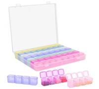 volumoon 56 Griglie Scatola per Ricamo, Gioielli Scatola, Staccabile Contenitore di Perline, Stoccaggio Scatole Trasparent, Scatole in Plastica di Perline per Strass, Anelli, Orecchini (7 Colori)