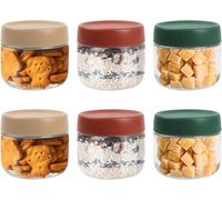 volumoon 6 Pcs 280ml Barattoli di Vetro con Coperchio a Vite, Ermetici, Piccoli Bicchieri Rotondi per Alimenti, Contenitore per Avena Durante la Notte, Bicchieri da Yogurt, Vasetto Marmellate Spezie