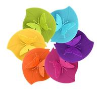 Volumoon 6 Pezzi Coperchi per Tazze in Silicone, Copri Tazze Farfalla Creativa, Silicone Riutilizzabili Antipolvere,Copri Tazza Silicone Alimentar per Caffè, Tazze, Bicchieri (6 Colori)