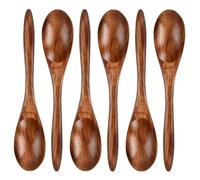 Volumoon 6 Pezzi Cucchiai di Legno, Cucchiaio Miele, Cucchiaino da Zuppa per Pasti dei Bambini - Ideale per Caffè, Tè, Zuppa, Riso, Dessert - Marrone
