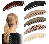 Volumoon 6 Pezzi Fermagli per Capelli a Banana, Semplici Fermagli per Coda di Cavallo, banana clip, Cavallo Forte, Antiscivolo Pinze Mollette Banana per Capelli Medio Spessi Donne e Ragazze(6 Colori)