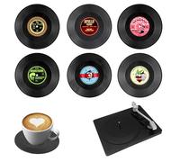 volumoon 6 sottobicchieri in vinile per dischi in vinile, set vintage, sottobicchieri per bicchieri, sottobicchieri in vinile, sottobicchieri con base, coperchio rotondo personalizzato per bar