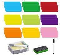 Volumoon 63 Pezzi Etichette Magnetiche Scrivibili, 8 x 3cm, Strisce Magnetiche Scrivibili, Etichette Magnetiche Cancellabili a Secco, per Lavagne Bianche, Frigoriferi, Casa, Scuola, Ufficio, 9 Colori