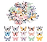 Volumoon 72 Pezzi Farfalle Decorative Torta, Farfalle Commestibili, 3D Farfalle Cupcake Topper Decorazioni, Farfalla Cupcake Toppers per Decorazione di Torte, Matrimoni, Decorazioni Alimentari