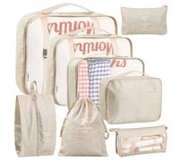 Volumoon 8 Pezzi Organizer Valigia, Organizzatori Viaggio Set, Resistenti e Leggeri, Viaggio Organizzatore Valigia Multifunzione, Salvaspazio Packing Cubes per Abbigliament, Scarpe, Cosmetici