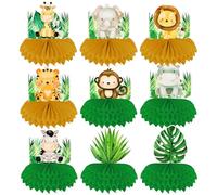 Volumoon 9 Pezzi Nido D'ape a Tema Giungla, Topper da Tavolo 3D Decorazioni, Animali Della Giungla, Centrotavola a Nido D'Ape con Animali, Decorazione da Tavolo per Feste Compleanno Tema Foresta