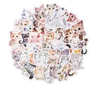 Volumoon Adesivi Simpatici per Gatti, 50 Pezzi, Kawaii Kitten Animal Stickers Pack, per Laptop, Bottiglie d'Acqua, Auto, Bagagli, Telefono