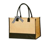 volumoon Borsa Juta, Tote Bag Shopper, Borsa per Spesa Portatile, Borsa Spaziosa ed Elegante, Multiuso, Grande Borsa Spesa Riutilizzabile per Donna, Compleanno, Spiaggia 43 x 30 x 20 CM (B)