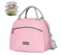 Volumoon Borsa per il Pranzo, Borse Termiche Porta Pranzo, Borsa per il Pranzo Borsa Tote, Borsa per il Pranzo Portatile con Tracolla, Borsa Frigo Termica per Alimenti, Picnic, Scuola, Lavoro (Rosa)