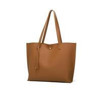 volumoon Borse Tote a Mano da Donna, Borsa Donna Grande Capienza, PU Pelle Morbida, Impermeabile, Borsa Tracolla Borse Shopper con Tasca Interna, Tote Bag per Shopping Viaggi Scuola(Nero) (C)