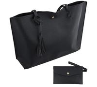 volumoon Borse Tote a Mano da Donna, Borsa Donna Grande Capienza, PU Pelle Morbida, Impermeabile, Borsa Tracolla Borse Shopper con Tasca Interna, Tote Bag per Shopping con Piccola Portafoglio (Nero)