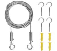 volumoon Cavo Metallico Sospeso, Fune Acciaio Inox Kit 6M, 2mm Corda per Tende con 2 Paia di Ganci, Filo Rivestito Cavo Metallico, Multiuso Tende a Filo Cavo per Piante Rampicanti, Appendere Lamp