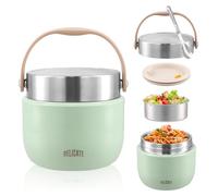 volumoon Contenitore Termico per Alimenti 1200ml, Portapranzo in Acciaio Inox, con Coperchio e Cucchiaio Pieghevole, Contenitori Caldi Isolato per Zuppa, Scuola, Ufficio, Viaggi, Antigoccia (Verde)