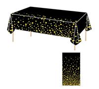 volumoon Copritavolo, Tovaglia Impermeabile in Plastica, Tovaglie per Feste, Tovaglia Decorativa, Copritavolo Rettangolari Riutilizzabili per Giardino, Picnic, Compleanno 137x274CM (2 Pezzi Nero)
