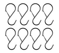 Volumoon Ganci a S in Metallo Nero con Fibbia di Sicurezza - 8 Pezzi Multifunzione per Appendere Asciugamani