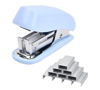 Volumoon Mini Pinzatrice Portatile con 830 Punti Metallic, Cucitrice Manuale da Scrivania, Cancelleria per Casa e Ufficio (Blu)