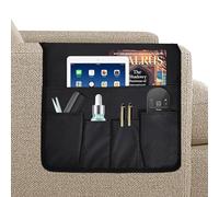 volumoon Organizer per Bracciolo Divano, Antiscivolo Organizzatore di Braccioli per Poltrona, Portaoggetti da Appendere per Letto o Divano, per ipad, Tavoletta, Riviste, Cellulare, Occhiali (Nero)