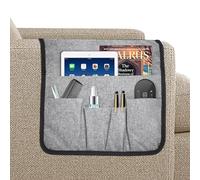 volumoon Organizer per Bracciolo Divano, Antiscivolo Organizzatore di Braccioli per Poltrona, Portaoggetti da Appendere per Letto o Divano, per ipad, Tavoletta, Riviste, Cellulare, Occhiali (Grigio)