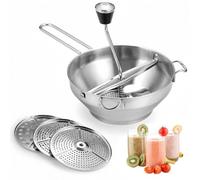 Volumoon Passaverdure, Macinino Manuale, Passaverdure Manuale Acciaio Inox, Facile Da Usare, Passaverdura con 3 Dischi, Versatile Passa Verdure per Frutta, Zuppe, Patate, Alimenti Bambini