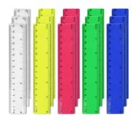 Volumoon Righello 15 cm in Plastica Trasparente, Righello Scala colorata, Righello Dritto Strumento, 6 pollici Misurazione di Precisione con Metrico e Scala in Pollici per la Scuola l'ufficio la Casa