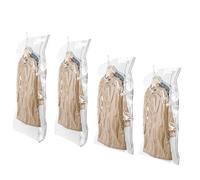 Volumoon Sacchi Sottovuoto Piumoni, 4 Pezzi Sacchetti Sottovuoto Vestiti da Appendere, con Pompa a Mano, Sacchetti Vestitii Trasparente e Riutilizzabile, per Abiti, Cappotti, Giacche