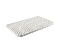volumoon Scolapiatti con Vassoio Antigoccia, 39 x 22,5cm Vaschetta Raccogligocce in Plastica Bianco, Scolapiatti a 2 Ripiani, Doppio Strato Staccabile per Posate, Tazze, Frutta, Vassoi per Tè e Caffè