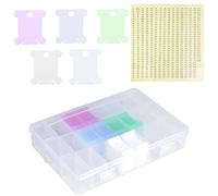 volumoon Set di 150 Organizer per Fili da Ricamo, Bobine a Punto Croce, Scatola Porta Filo per Ricamo con 24 Griglie, con Scatola Portaoggetti e Numeri di Adesivi, per Artigianato Cucito Bricolage