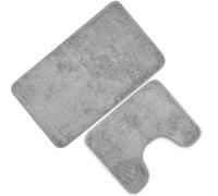 volumoon Set di 2 tappeti da bagno antiscivolo,Tappetini Bagno Morbido Assorbente Antiscivolo, Tappetino Bagno Assorbente Morbido per Bagno, tappeto da bagno 50 x 80 cm+50 x 40 cm, Grigio