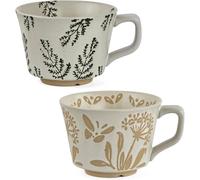 volumoon Set di 2 Tazze da caffè in ceramica,350 ml Tasse ceramique,Tazza da tè con manico,Tazze da caffè con manico,Ciotola per cereali con manico,Mug ceramique,per tè caffè latte cappuccino