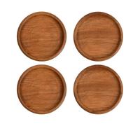 volumoon Set di 4 Portacandele in Legno di Acacia, 8.6cm Sottobicchieri Rotondi, Piatti per Candele in Legno, Candeliere di Legno, Vassoio Decorativo per Candele, Battesimi, Birra, Bevande, Tazze