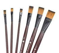 Volumoon Set di 6 Pennelli in Nylon per Acrilico, Acquerello e Pittura ad Olio - Punta Piatta e di Dettaglio per Bambini, Principianti e Adulti