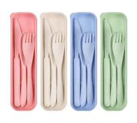 Volumoon Set di Posate con Custodia Portatile, Set di 12 Posate Riutilizzabili con Coltello, Cucchiaio, Forchetta, Custodia Portatile per Posate per Viaggi Picnic Campeggio o Uso Quotidiano