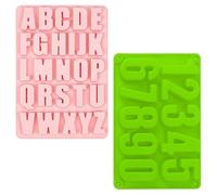 volumoon Stampo in Silicone, 2 Pezzi Stampo per Cioccolatini con Lettere, Stampo Antiaderente per Numeri di Cioccolato, Stampi Grandi in Silicone, Stampo Riutilizzabili per Biscotti, Sapone, Torte