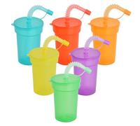 volumoon Tazza di Plastica, 6 Pezzi Bicchieri di Plastica Riutilizzabili con Cannuccia e Coperchio, Tazza da Viaggio Colorati, Tazza da Frullato Portatile per Adulti Feste, Adulti, Campeggio (400 ml)
