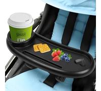 volumoon Vassoio Snack per Passeggino, Rimovibile Vassoio per Snack con Portabicchieri, Vassoio Regolabile, Antiscivolo, Universale Vassoio Snack per la Maggior Passeggini con Braccioli(nero)