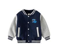 Volunboy Bambini Ragazzi Baseball Giacca, Unisex Varsity Jacket Vintage Lettera R J Giubbotto Cappotto(Taglia 110,3-4 anni,Dinosauro)
