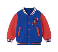 Volunboy Bambini Ragazzi Baseball Giacca, Unisex Varsity Jacket Vintage Lettera R J Giubbotto Cappotto(Blu Rosso,3-4 anni,Taglia 110)