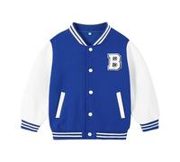 Volunboy Bambini Ragazzi Baseball Giacca, Unisex Varsity Jacket Vintage Lettera R J Giubbotto Cappotto(Blu Bianco,7-8 anni,Taglia 140)