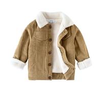 Volunboy Bambino Ragazzi Giacca in Pile Foderata, L'Autunno Inverno Sherpa Bambini Felpato Cappotto Giubbotto(3-4 anni,Taglia 100,Cachi)