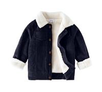 Volunboy Bambino Ragazzi Giacca in Pile Foderata, L'Autunno Inverno Sherpa Bambini Felpato Cappotto Giubbotto(12-15 mois,Blu,Taglia 80)