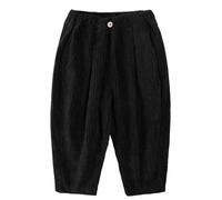 Volunboy Ragazzi Pantaloni Larghi in Velluto a Coste con Vita Elasticizzata e 3 Tasche per Bambini di 2-7 Anni(Nero,3-4 Anni,Taglia 100)