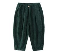 Volunboy Ragazzi Pantaloni Larghi in Velluto a Coste con Vita Elasticizzata e 3 Tasche per Bambini di 2-7 Anni(Verde,3-4 Anni,Taglia 100)