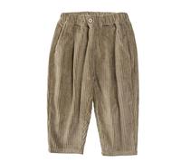 Volunboy Ragazzi Pantaloni Larghi in Velluto a Coste con Vita Elasticizzata e 3 Tasche per Bambini di 2-7 Anni(Cachi,3-4 Anni,Taglia 100)